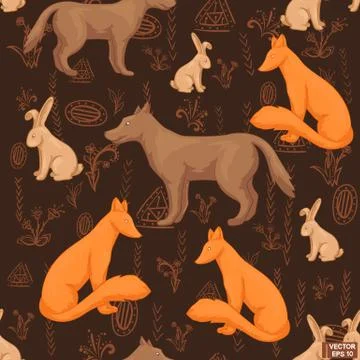 Seamless pattern with animals. Ilustração Stock