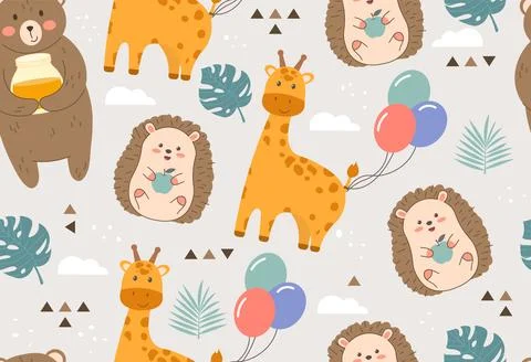 Seamless pattern with animals Stock Illustration