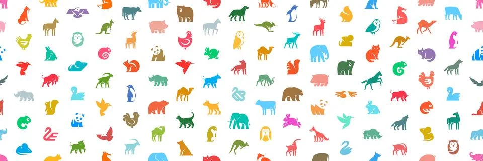 Seamless pattern with Animals logos Illustrazione stock