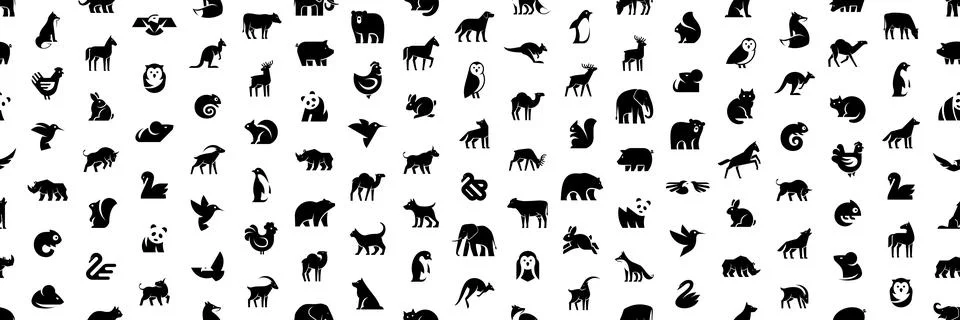 Seamless pattern with Animals logos Illustrazione stock