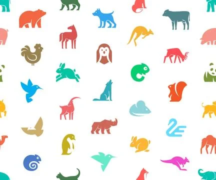 Seamless pattern with Animals logos Illustrazione stock