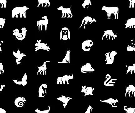 Seamless pattern with Animals logos 스톡 일러스트