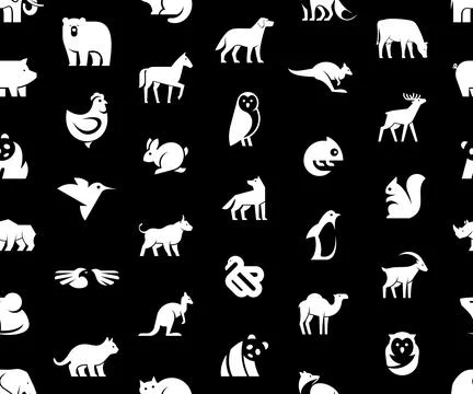 Seamless pattern with Animals logos Stock Illustration