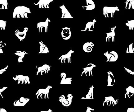 Seamless pattern with Animals logos Stock Illustration