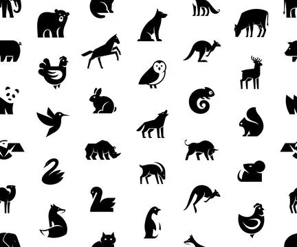 Seamless pattern with Animals logos Stock Illustration