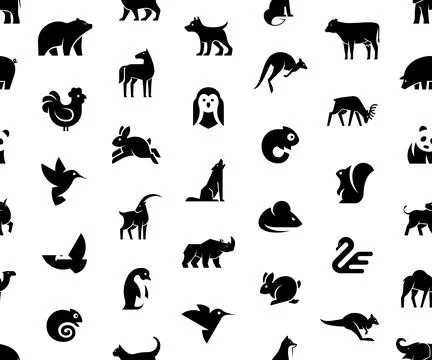 Seamless pattern with Animals logos Stock Illustration
