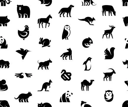 Seamless pattern with Animals logos Stock Illustration
