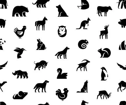 Seamless pattern with Animals logos Stock Illustration