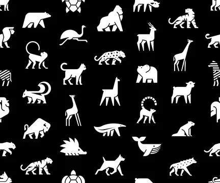 Seamless pattern with Animals logos Stock Illustration