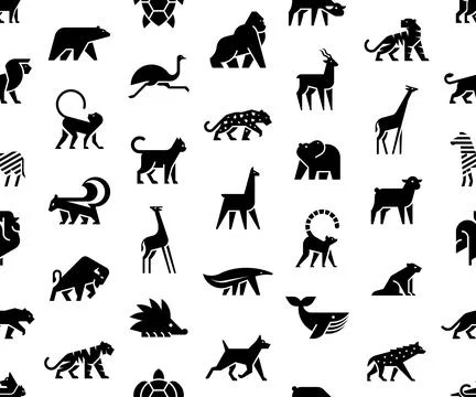 Seamless pattern with Animals logos Stock Illustration