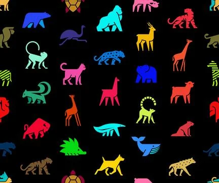 Seamless pattern with Animals logos Stockillustratie