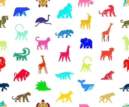 Seamless pattern with Animals logos 스톡 일러스트
