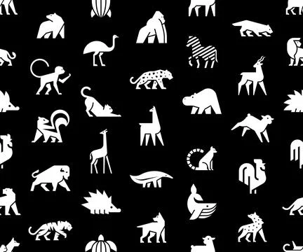 Seamless pattern with Animals logos Illustrazione stock