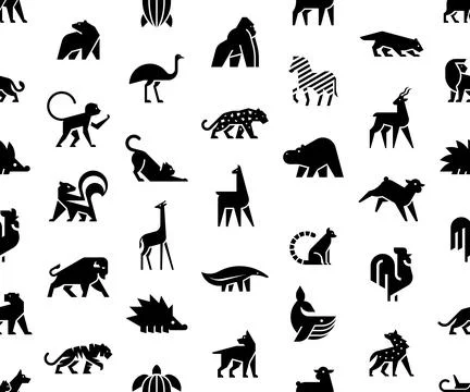 Seamless pattern with Animals logos Illustrazione stock