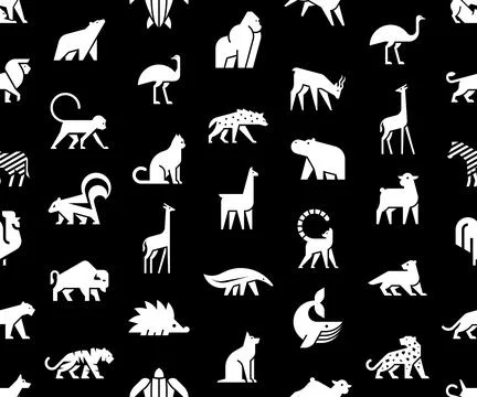 Seamless pattern with Animals logos イラスト素材