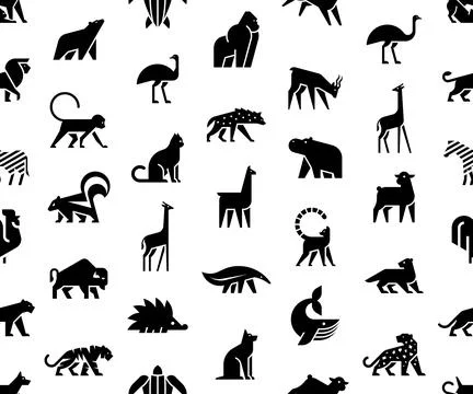Seamless pattern with Animals logos 스톡 일러스트