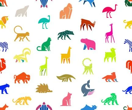 Seamless pattern with Animals logos Stockillustratie
