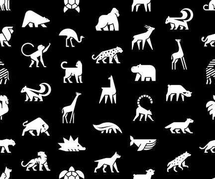Seamless pattern with Animals logos Illustrazione stock