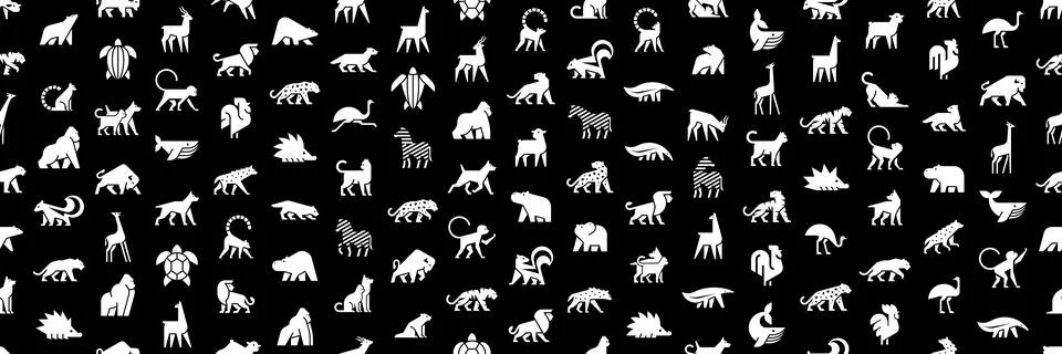 Seamless pattern with Animals logos Stock Illustration
