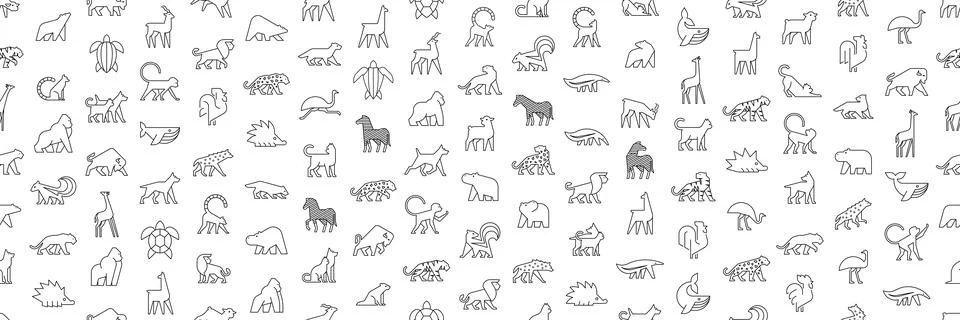 Seamless pattern with Animals logos 스톡 일러스트