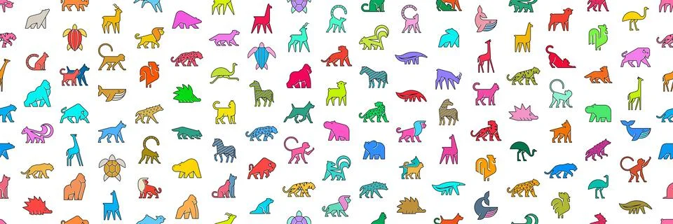 Seamless pattern with Animals logos 스톡 일러스트