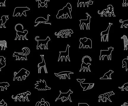 Seamless pattern with Animals logos 스톡 일러스트