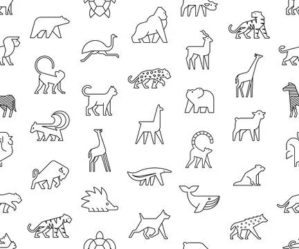 Seamless pattern with Animals logos Stock Illustration