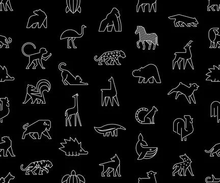 Seamless pattern with Animals logos Stockillustratie