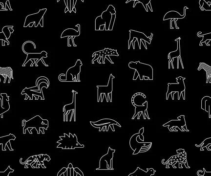 Seamless pattern with Animals logos Stock Illustration