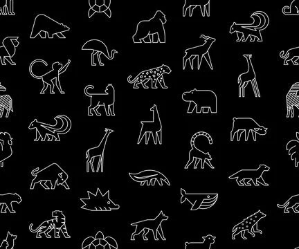 Seamless pattern with Animals logos イラスト素材