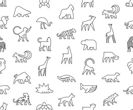 Seamless pattern with Animals logos Stock Illustration