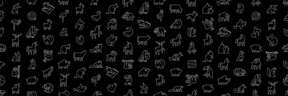 Seamless pattern with Animals logos Stock Illustration