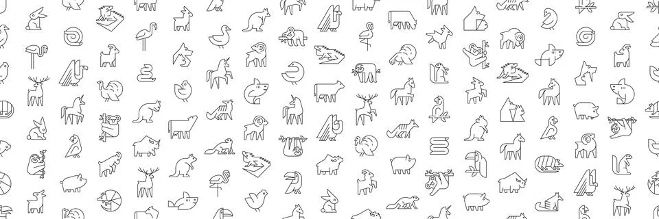Seamless pattern with Animals logos Stock Illustration