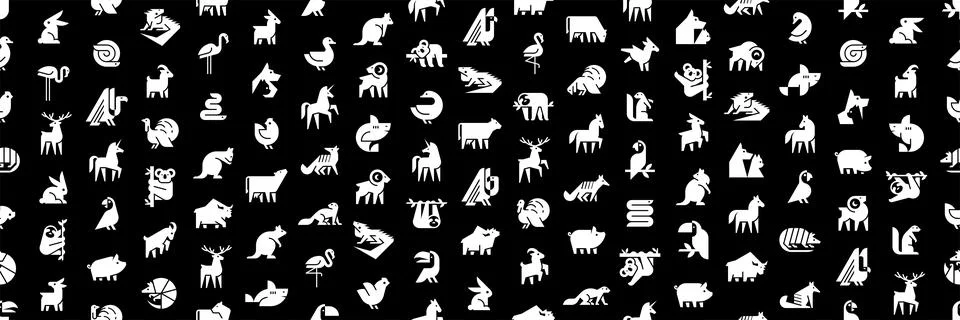 Seamless pattern with Animals logos Stock Illustration