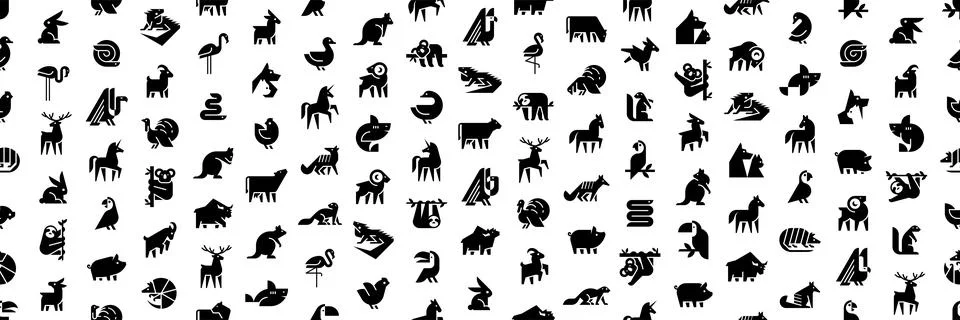 Seamless pattern with Animals logos 库存插图