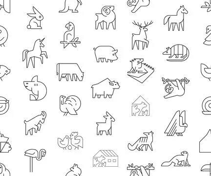 Seamless pattern with Animals logos Stock Illustration