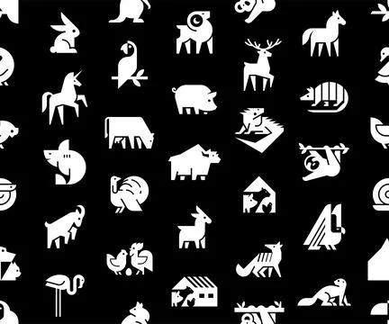 Seamless pattern with Animals logos 스톡 일러스트