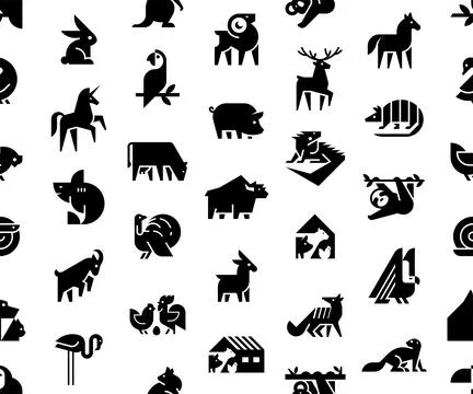 Seamless pattern with Animals logos 스톡 일러스트