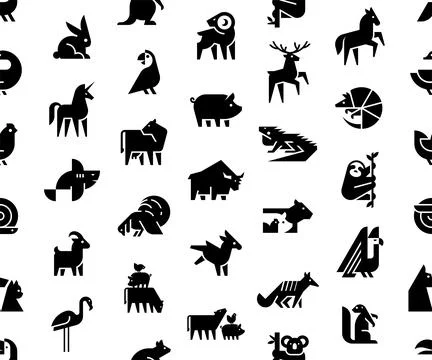 Seamless pattern with Animals logos Stock Illustration