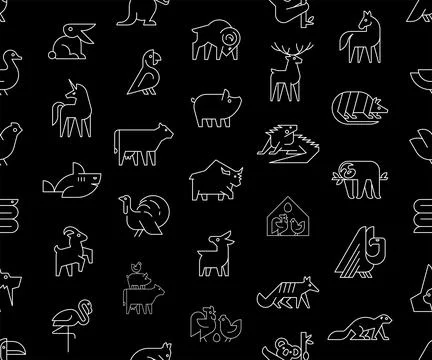 Seamless pattern with Animals logos Stock Illustration