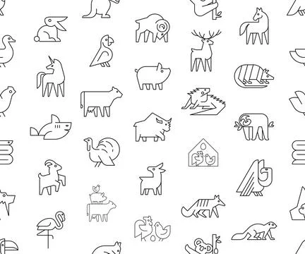 Seamless pattern with Animals logos 스톡 일러스트