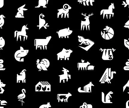 Seamless pattern with Animals logos 库存插图