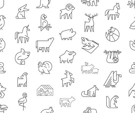 Seamless pattern with Animals logos イラスト素材