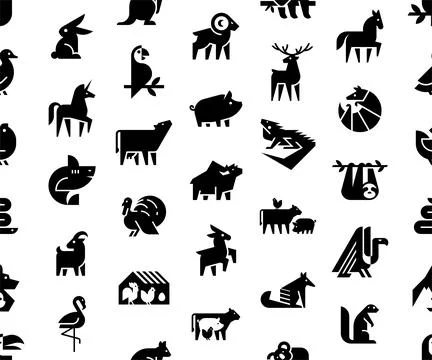 Seamless pattern with Animals logos イラスト素材