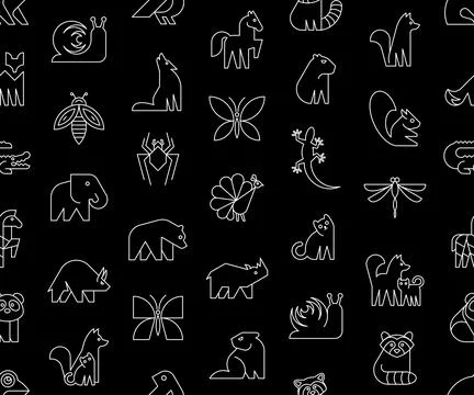 Seamless pattern with Animals logos Illustrazione stock