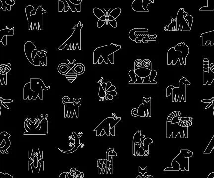 Seamless pattern with Animals logos Stock Illustration