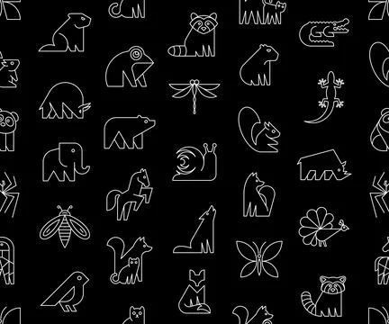 Seamless pattern with Animals logos Stockillustratie