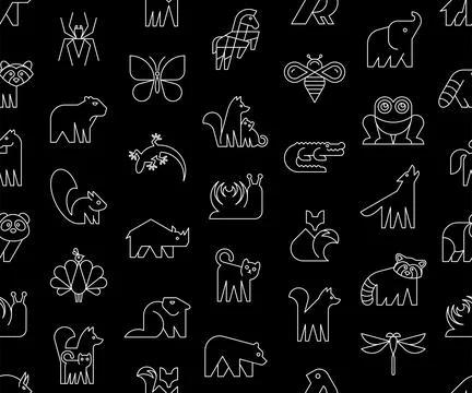 Seamless pattern with Animals logos Illustrazione stock