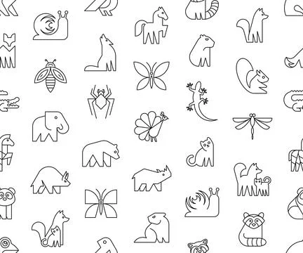 Seamless pattern with Animals logos Stock Illustration