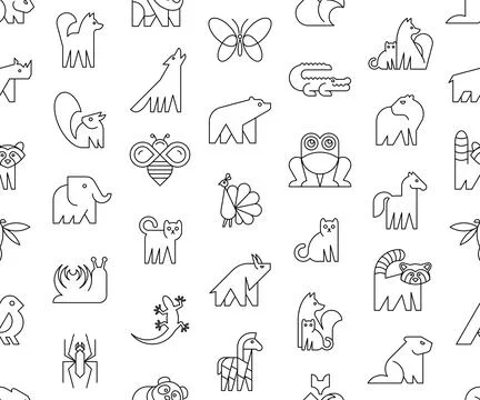 Seamless pattern with Animals logos Illustrazione stock